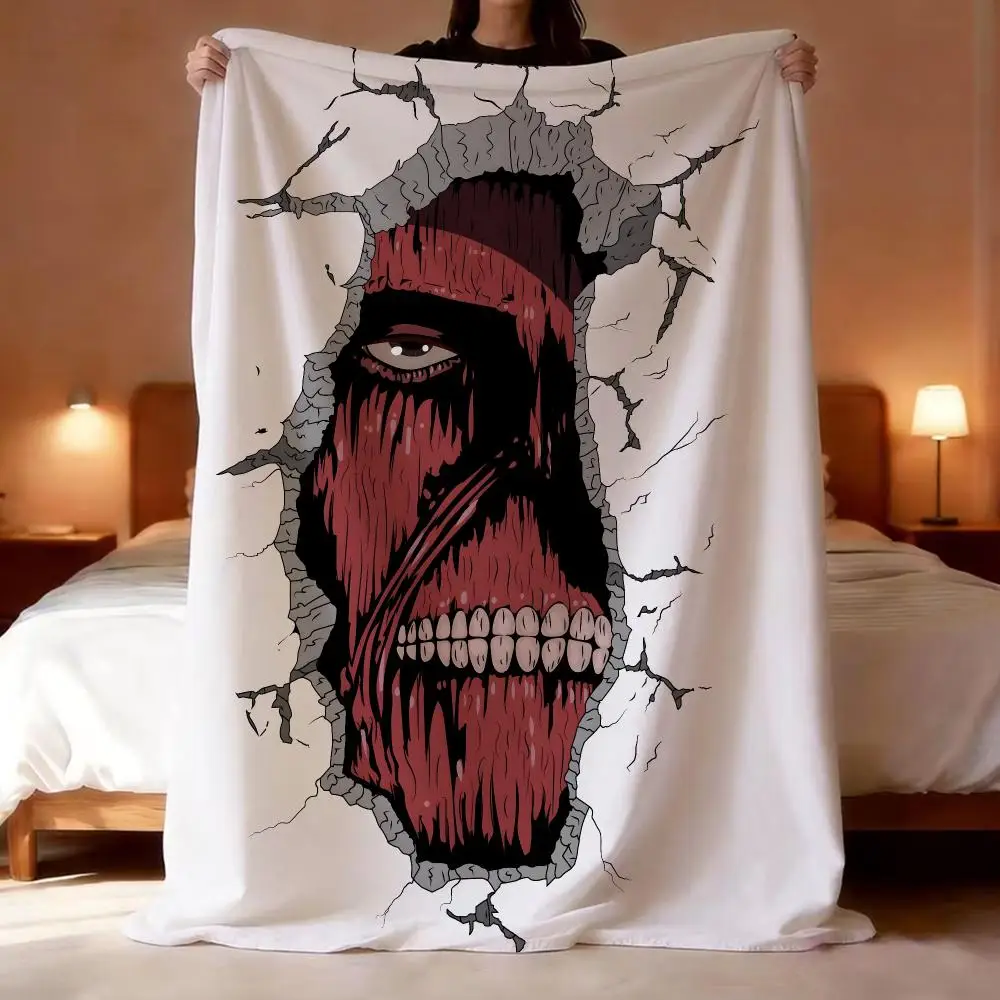 Anime Attack on Titan Throw Short Plush Throw Blanket Soft Skin-Friendly Multi-Scene Home Office