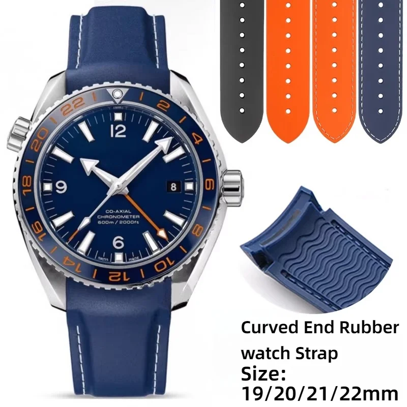 For Omega Seamaster 300 Speedmaster Curved Rubber Silicone Watch Band for Planet Ocean 600 20mm 21mm 22mm Diving Sport Strap