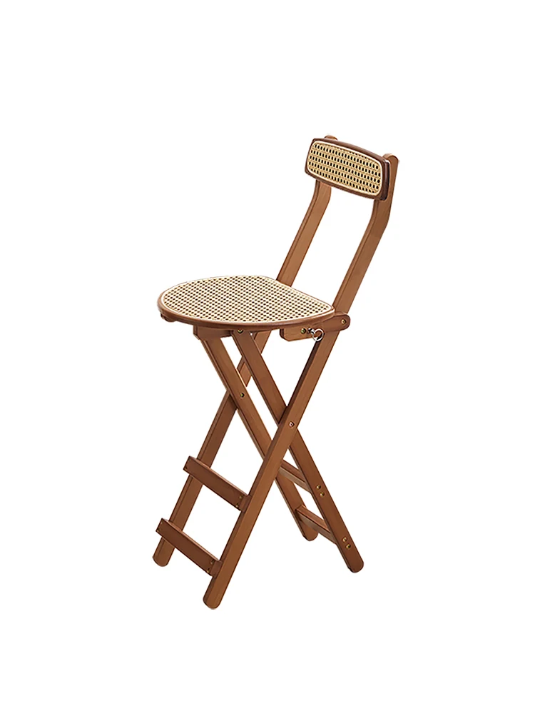 High Stool Foldable Bar Back Chair checkout page Portable Home Log Wind Dining Chair Adult Small Bench