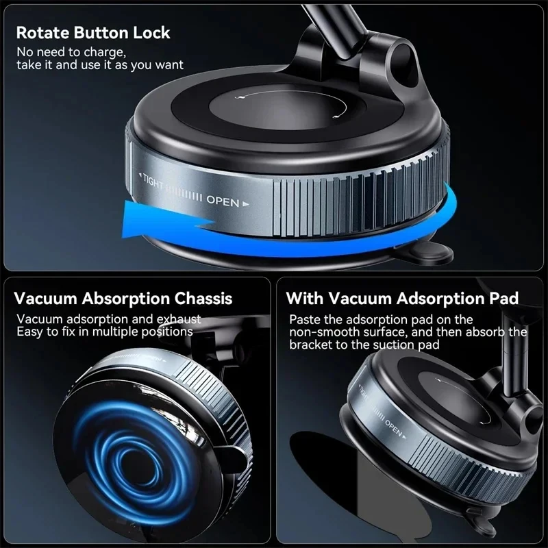360° Adjustable Vacuum Suction Magnetic Car Phone Mount, Foldable MagSafe Magnet Holder Stand Compatible with iPhone Samsung All image 5