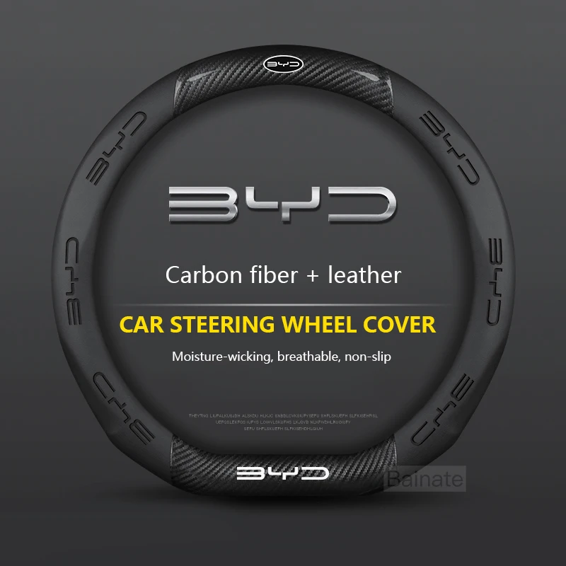 

Car Steering Wheel Cover Suitable for BYD Atto 3 Dolphin Seal Tang F3 Dmi Song Yuan EV Atto 4 2024 Carbon Fiber Car Accessories