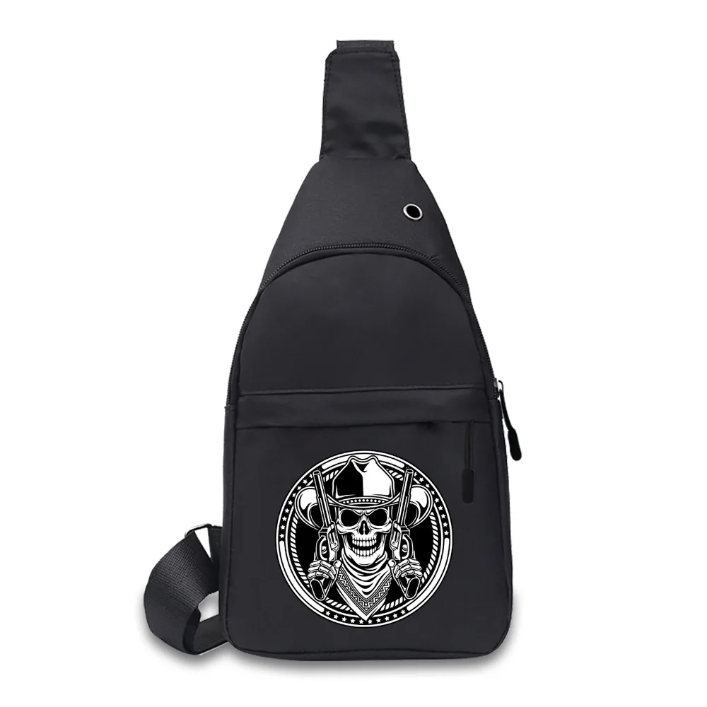 Men\'s Chest Bags Casual Waist Bags Small Short Travel Carry Pack Man Waterproof Shoulder Crossbody Bag Skull Print Handbags