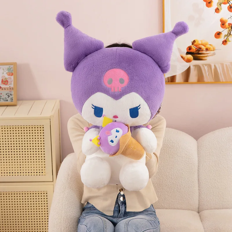 Kuromi brinquedo de pelúcia personagem dos desenhos animados sorvete temático bonito animal de pelúcia para crianças aniversário presente natal companheiro sono decoração casa
