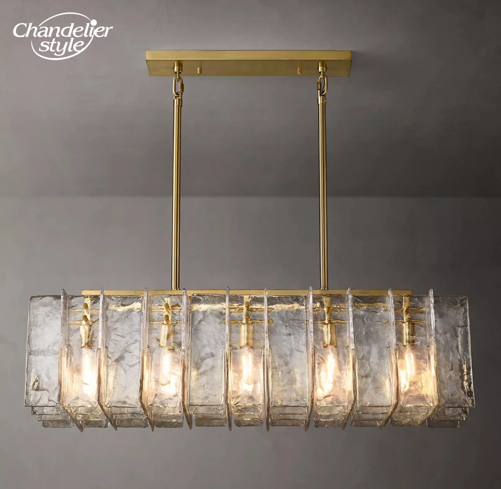 Lattice Chandeliers Modern Retro LED Rectangular Glass Brass Chrome Black Lamps Living Room Dining Room Farmhouse Lights Fixture