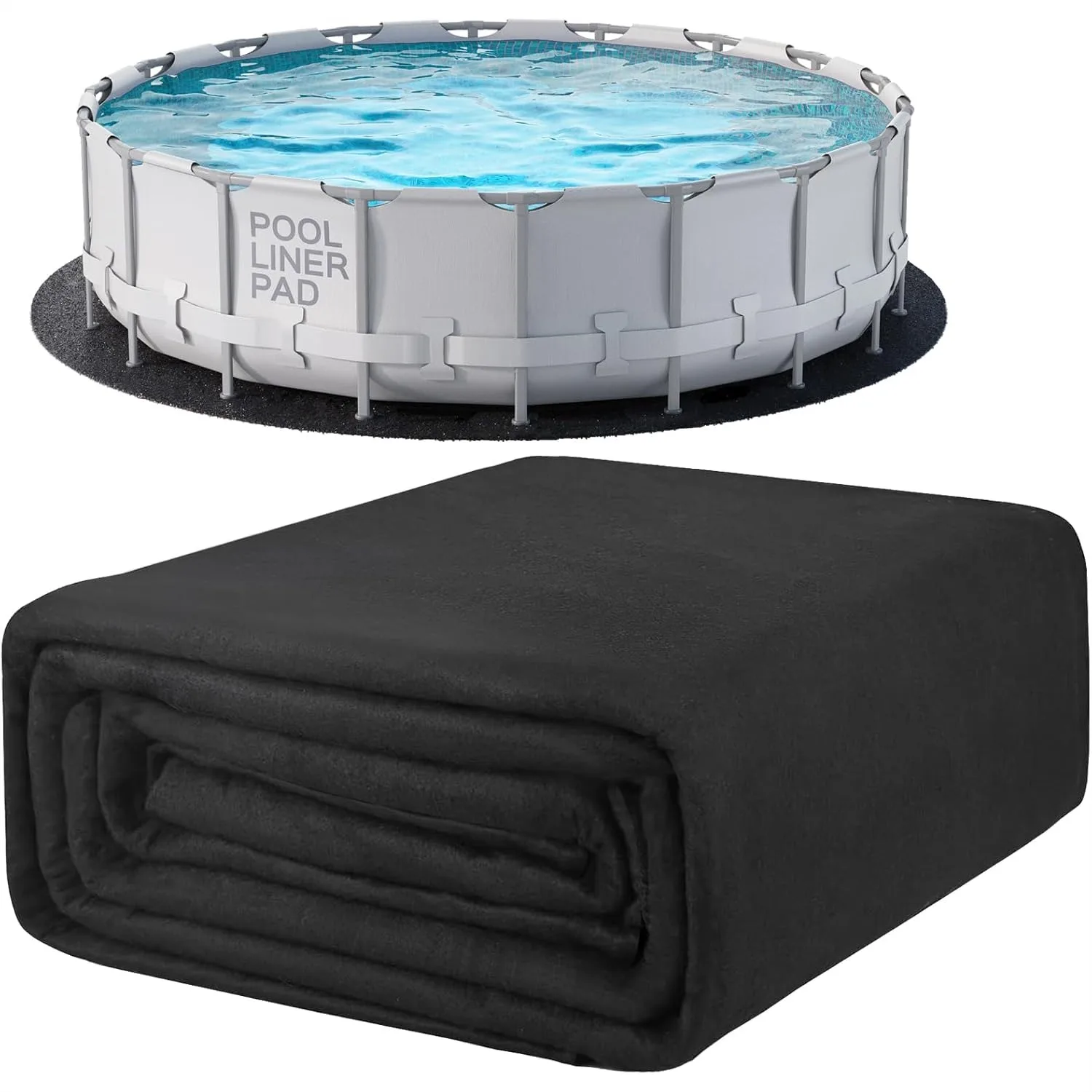 24 Ft Round Pool Liner Pad for Above Ground Swimming Pools, Durable Geotextile Material, Easy Install Underlayment