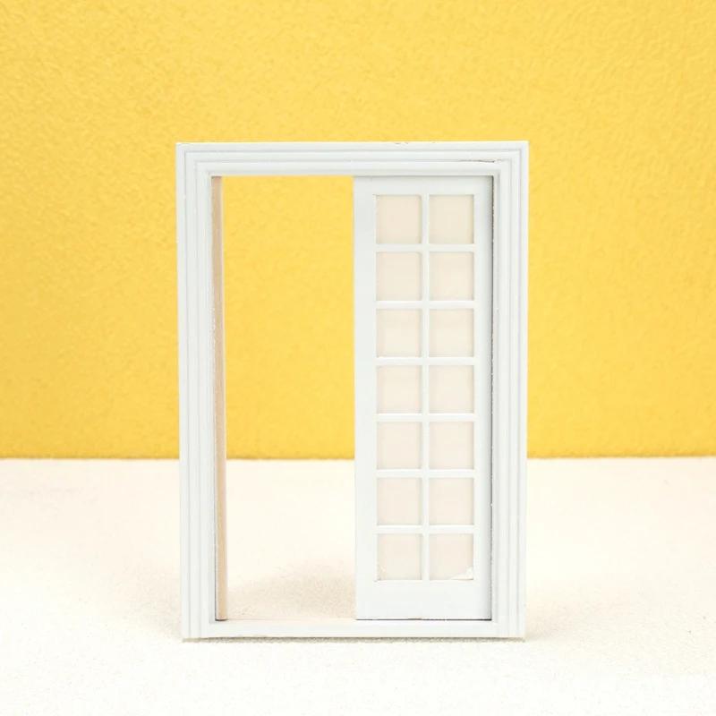 Mini puerta blanca para casa de muñecas, 28 cuadrículas, doble puerta, Material de bricolaje, accesorios de muebles para casa de muñecas, decoración del hogar, juguetes para niños, 1 Juego, 1:12