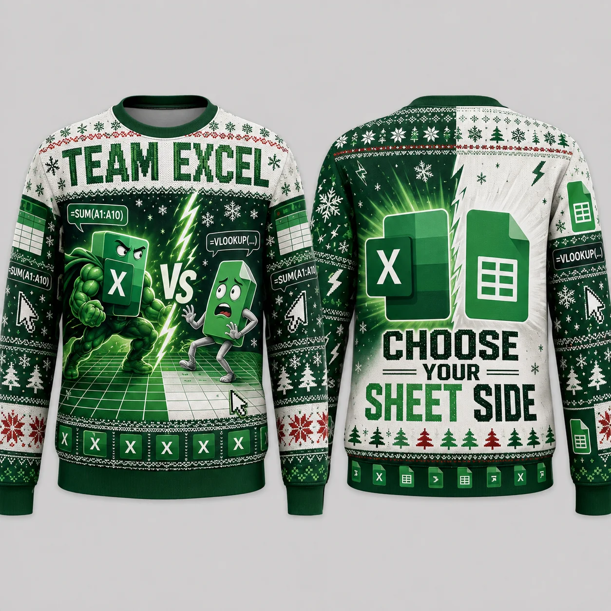 Ugly Christmas Sweater Funny Spreadsheet Programmer Crewneck Sweatshirt Polyester 3D Print Excel Data Analyst Xmas Pullover