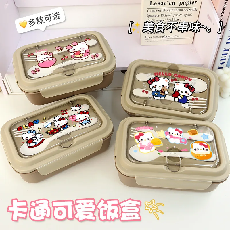 

New Hello Kitty Bento Box Microwave Safe Leakproof Portable Lunch Box Cute Cartoon Bento Box Student Insulated Lunch Box Gift