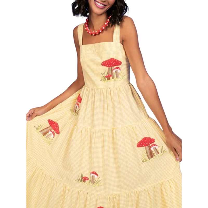 AOAO-femmes robe Maxi brodée sans manches smockée fluide robe d'été Boho robes longues plage Vocation