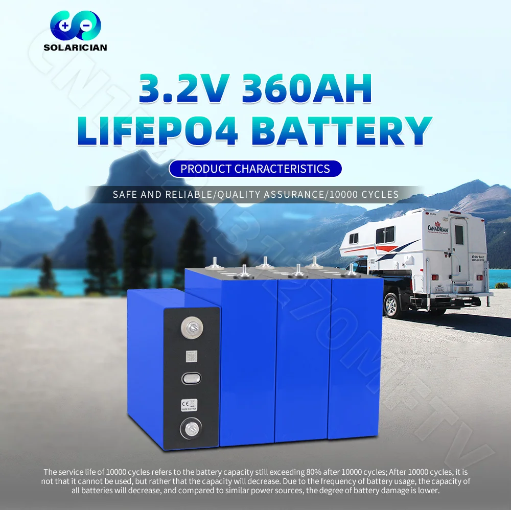 LFP 360Ah LiFePO4 Battery 3.2V 10000 Deep Cycle DIY 12V 24V 48V Cell Pack For Home Solar Energy Storage System ESS RV EV Camping