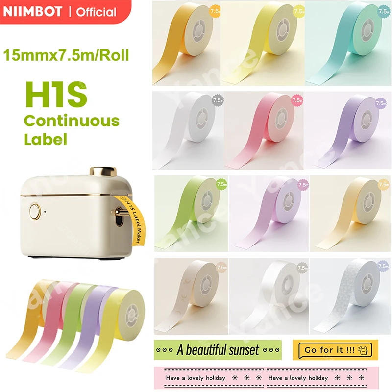 

Niimbot H1S Label Printer Paper Continuous Printing Thermal Stickers 15mm * 7.5M Waterproof Anti-Oil Scratch-Resistant Sticker