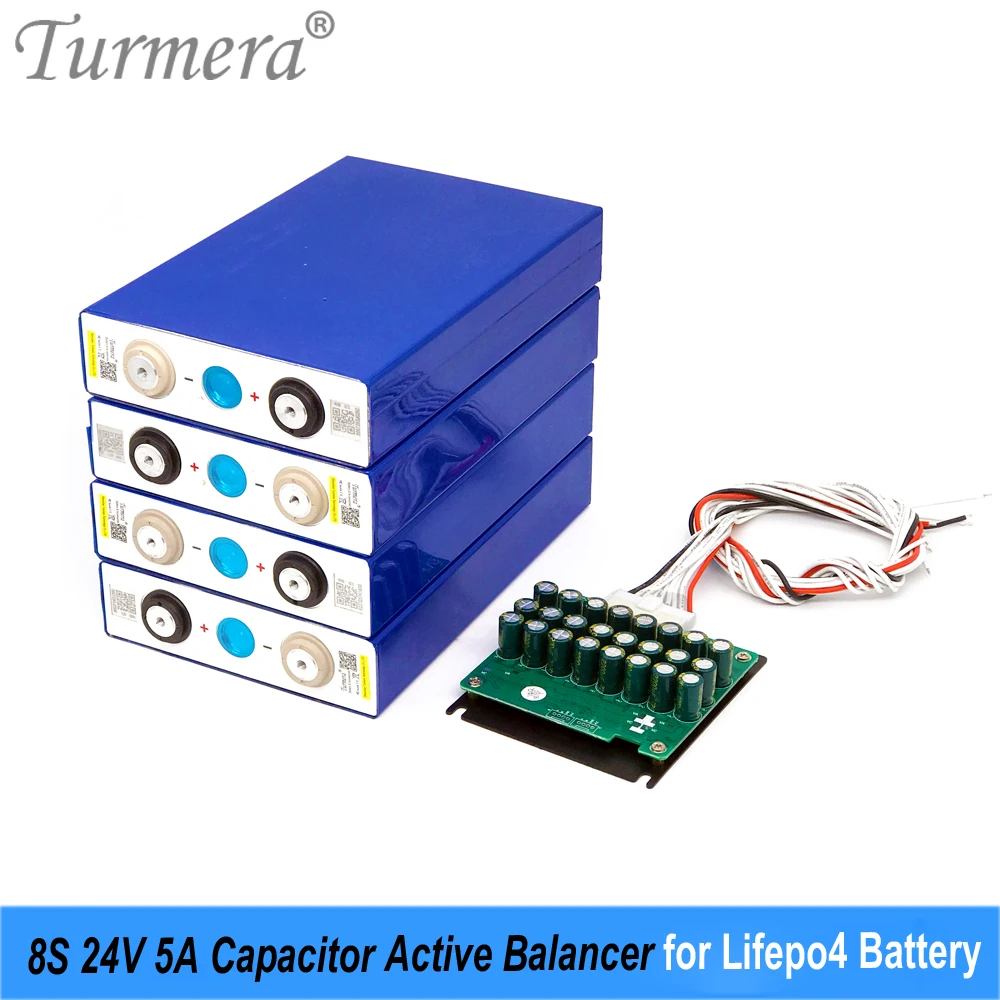 

Turmera 8S 24V Active Balancer Lifepo4 Battery Equalizer 5A for 3.2V 50Ah 90Ah 100Ah 200Ah 280Ah 320Ah Solar System Battery Use