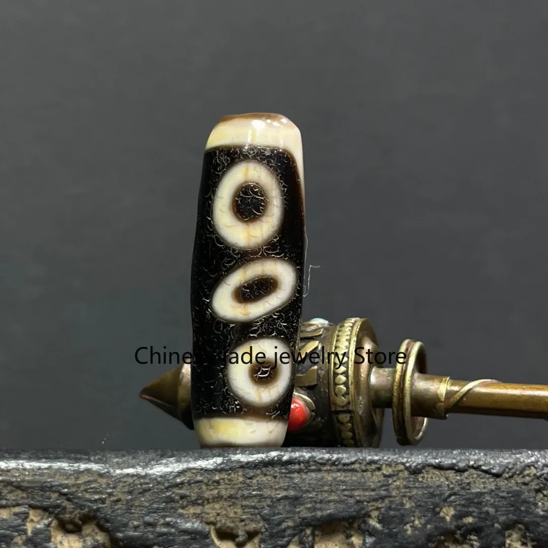 Tibetan Nepalese Himalayan Ancient agate Old Dzi Talisman 5 eye Bead Amulet 2