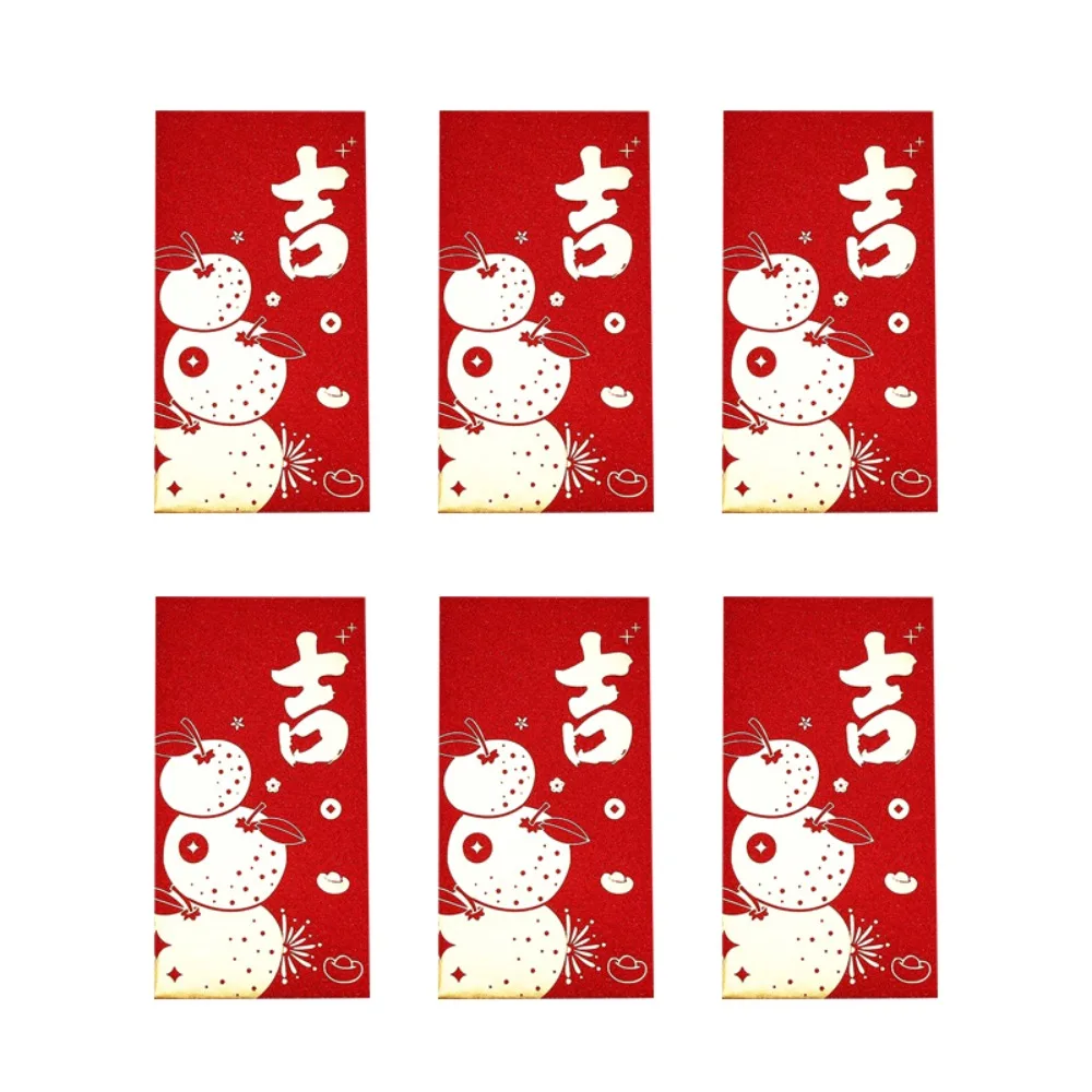 6PCS Chinese Style New Year Red Envelope Vintage Red Pocket Luck Money Envelopes HongBao Best Wish Money Pocket Spring Festival