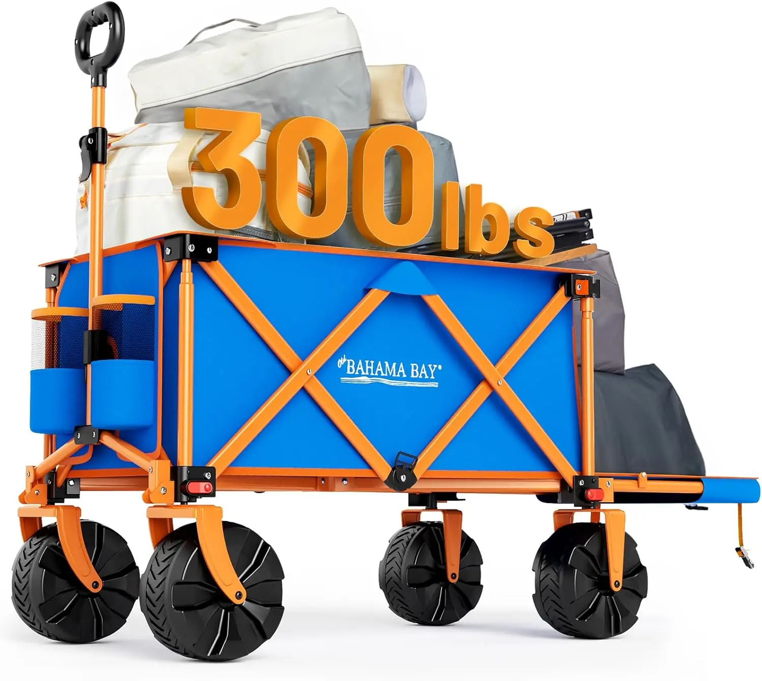 عربة شاطئ طويلة للغاية بعجلات كبيرة ، عربة فائدة قابلة للطي ، قابلة للطي للخدمة الشاقة ، مثالية للرمال ، طويلة جدًا ، 49 بوصة
