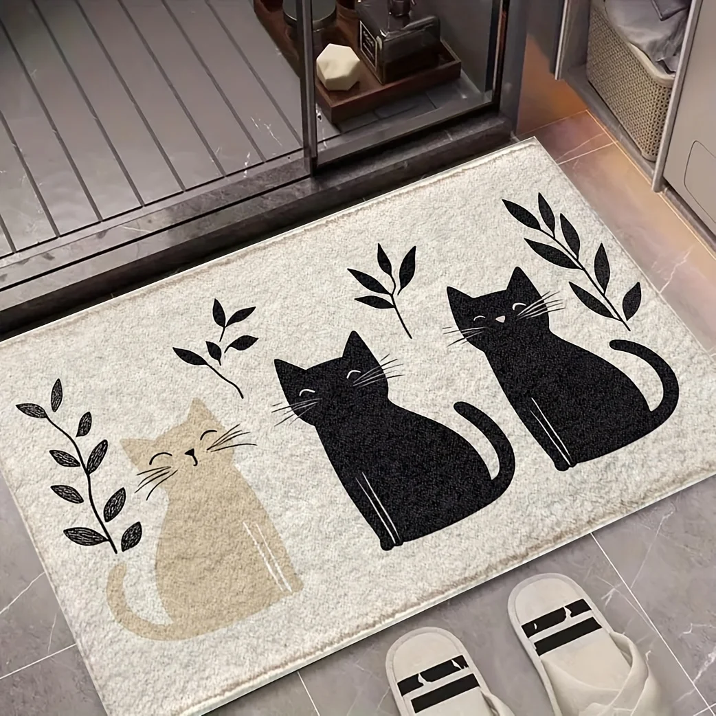 VIKAMA Cute Three Cartoon Cat Carpet Soft Doormat Waterproof Floor Mat Rug For Bedroom Carpet For Live Room Outdoor Carpet Home