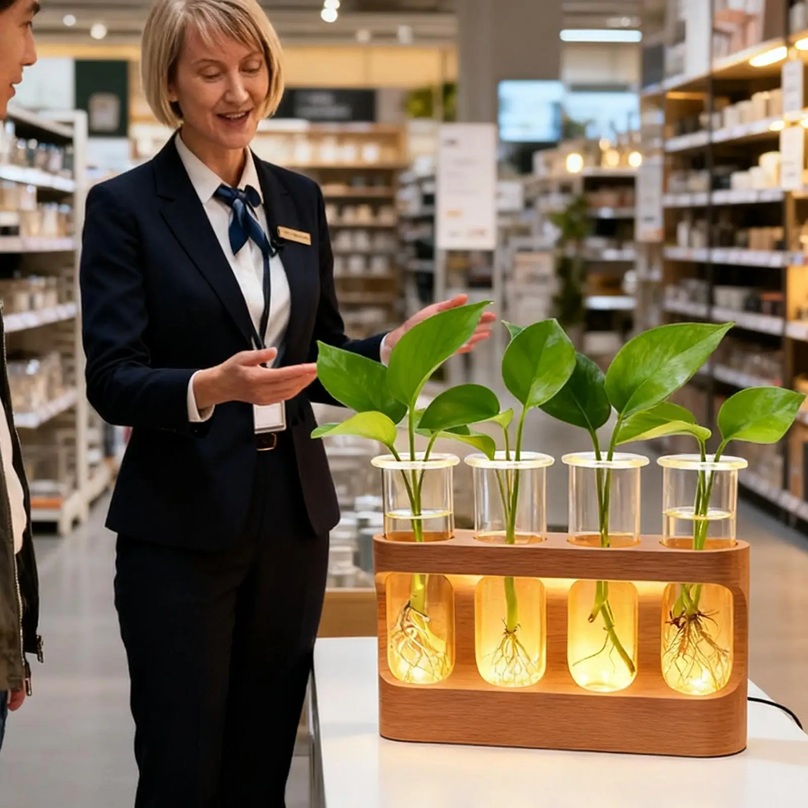 

Станция для размножения растений, цветочный террариум с регулируемой светодиодной подсветкой, стеклянная ваза для цветов для гидропонных растений для мужчин и женщин