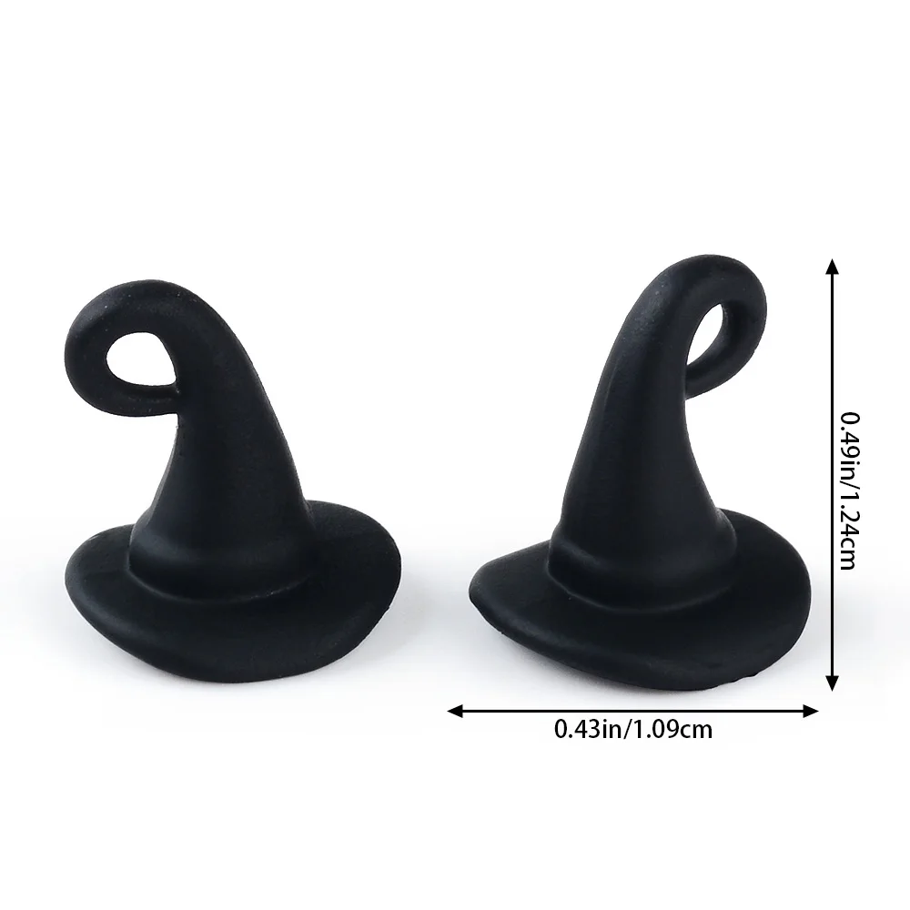 1 Box 42Pcs Halloween Wizard Hat Charms Gothic Style Witch Hat Charm 3D Miniature Fairy Magic Hats Mini Cap Black Charms view 2