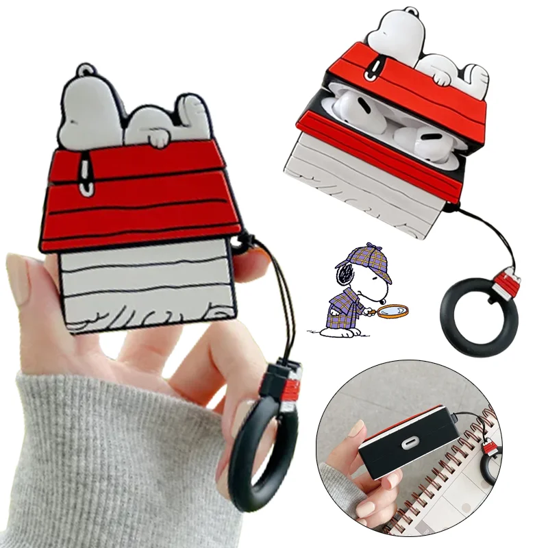 Kawaii سنوبي غطاء سماعة الاذن ل AirPods 1/2 3 برو الكرتون سيليكون المضادة للسقوط سماعة لاسلكية تعمل بالبلوتوث سماعة الرأس مع السنانير الهدايا