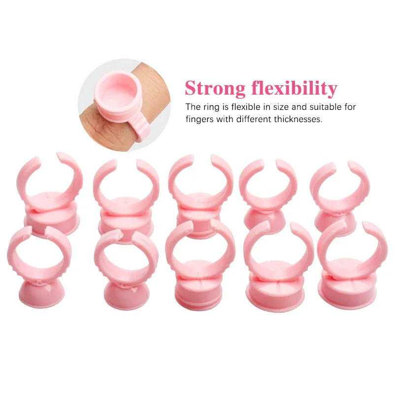 100 stks Wegwerp Wimper Lijm Ring Bekerhouder Container Tattoo Pigment Wimper Extension Makeup Tools Lash Supplies Accessoires