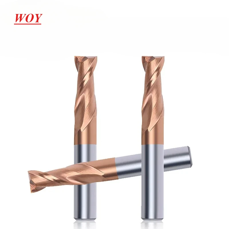 WOY HRC55 2-Flute Carbide Endmill 1.0mm-12.0mm Tungsten Steel Milling Cutter CNC Machining Center End Mill Tools 11-Piece-Set