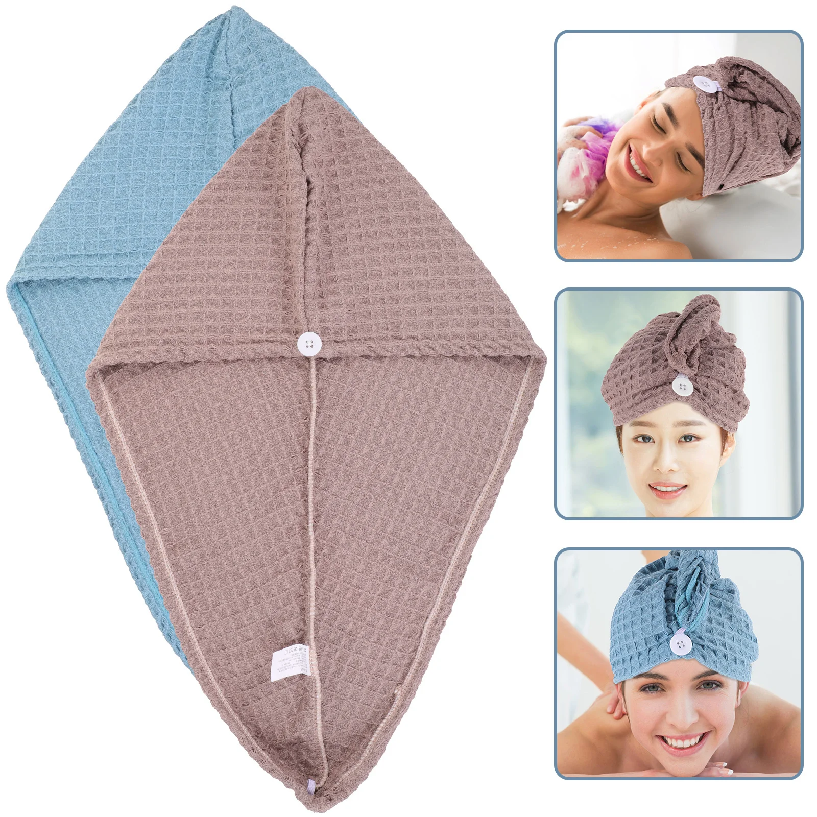 

2pcs Towel For Women Quick Drying Cotton Wrap Turban Shower Hat Plopping Towel Hair Dry Cap Hair Drying Hat