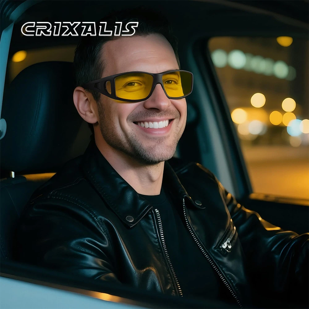 CRIXALIS Polarisierte modische Sonnenbrille für Männer und Frauen, geeignet für Nachtsicht beim Fahren, besonders nützlich bei Regen, Nebel oder bei Nacht