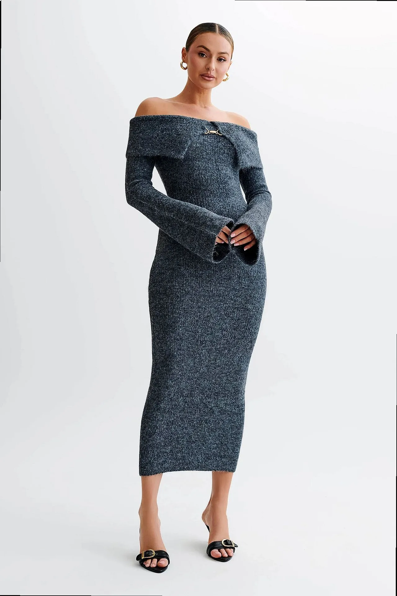 Knit Sweater Dress Women One Shoulder Bodycon Midi Dresses Slim Fit Knitted Pullover Dresses - view 6