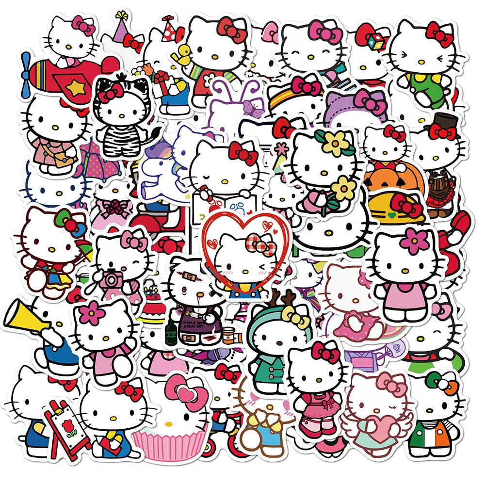 Autocollants de dessin animé mignon Sanurgente Hello Kitty pour enfants, autocollants d\'anime Kawaii, décalcomanies pour filles, coque de téléphone