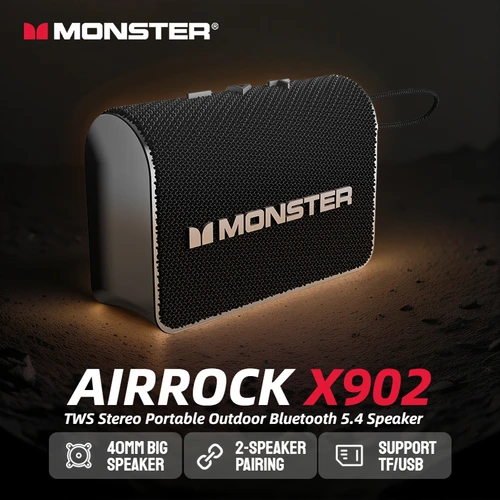 Monster AirRock X902 TWS estéreo portátil Bluetooth altavoz al aire libre Bluetooth caja de sonido IPX4 impermeable soporte tarjeta TF/disco U