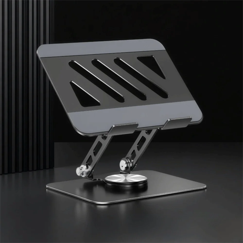 360° Rotating Tablet Stand Height Adjustable Carbon Steel Tablet Foldable Stand Double Shaft Hollow Heat Dissipation