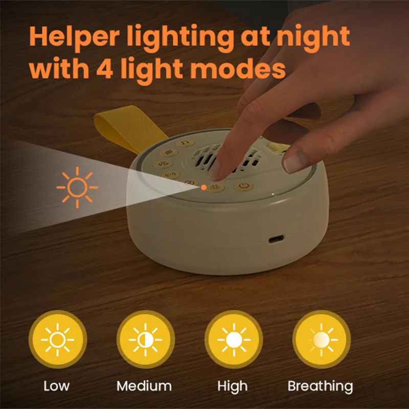 مكبر صوت أبيض مزود بتقنية البلوتوث آلة نوم الطفل ضوء ليلي مدمج 22 صوت مهدئ 30/60/90 مؤقت دقيقة للأطفال والكبار