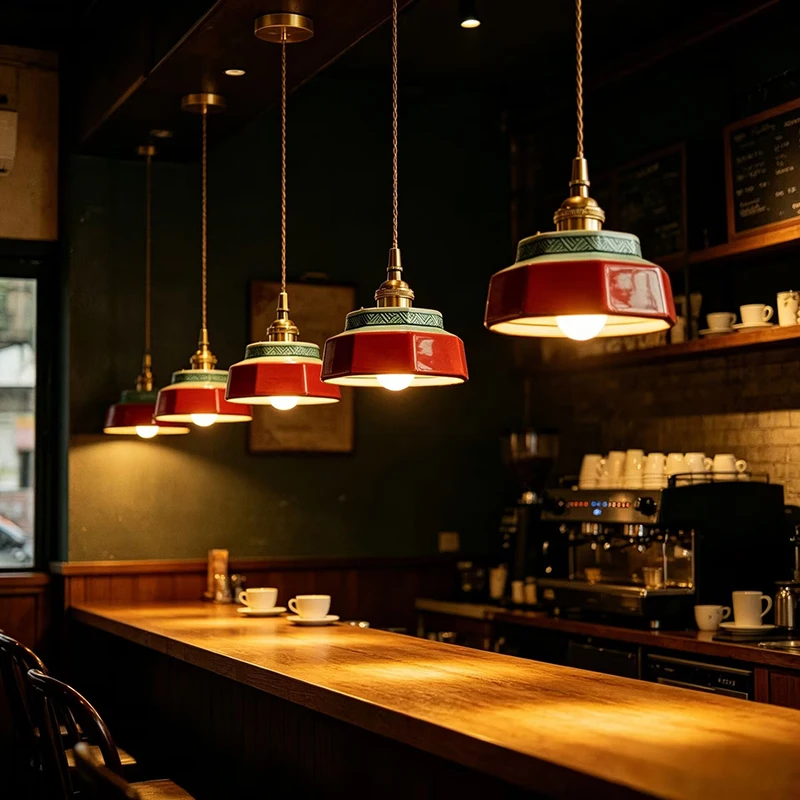 Romantic Restaurant Hotel Ceramic Pendant Light Retro Balcony Dining Table LED Hanging Lamp Bedroom Chandelier Lighting Fixtures