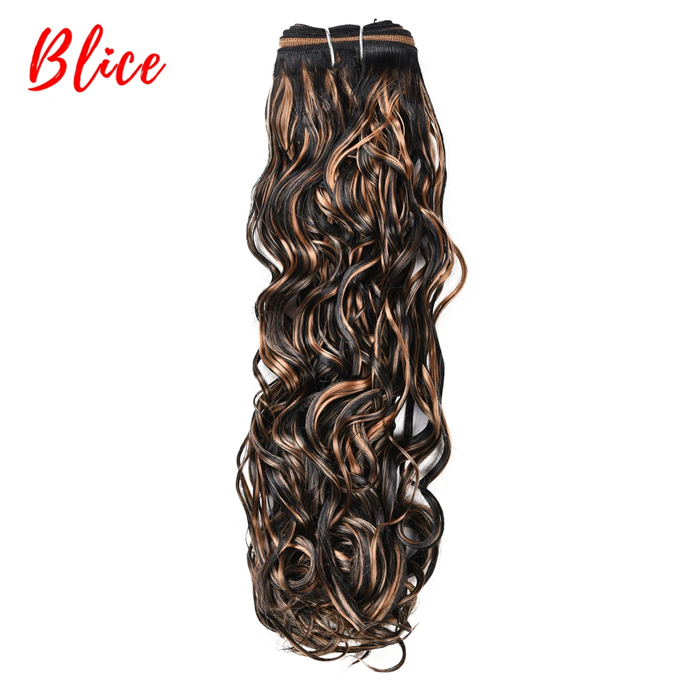 Blice-extensões onduladas sintéticas do cabelo para mulheres, pacotes do weave, trama dobro, tecelagem do cabelo do Sew-In, loiro, 18 "-24", 1PC