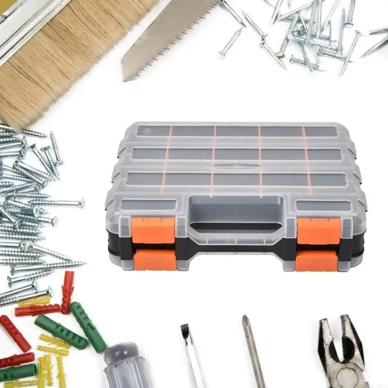 Plastic Screw Box with Removable Divider Tool Part Container Bin Double Side Tools Box for Screws & Small Part