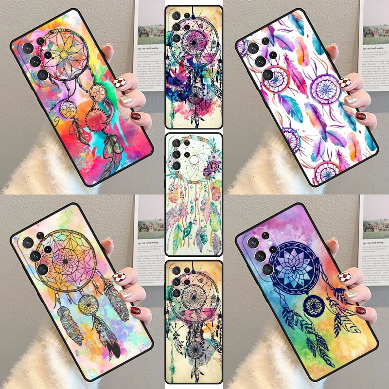 Dream Catcher Watercolor Phone Case For Samsung Galaxy S23 S21 S20 FE S24 S22 Ultra Note20 S10 S9 S8 Plus Silicone Cover