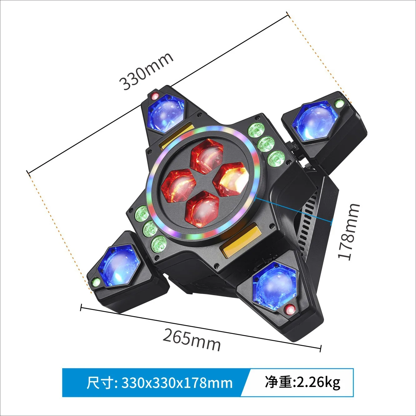LED 6IN1 Effect Bee Eye Stage Light 100W Beam Laser Projection Lights DMX Control Disco DJ Flash For Family Party Bar Christmas