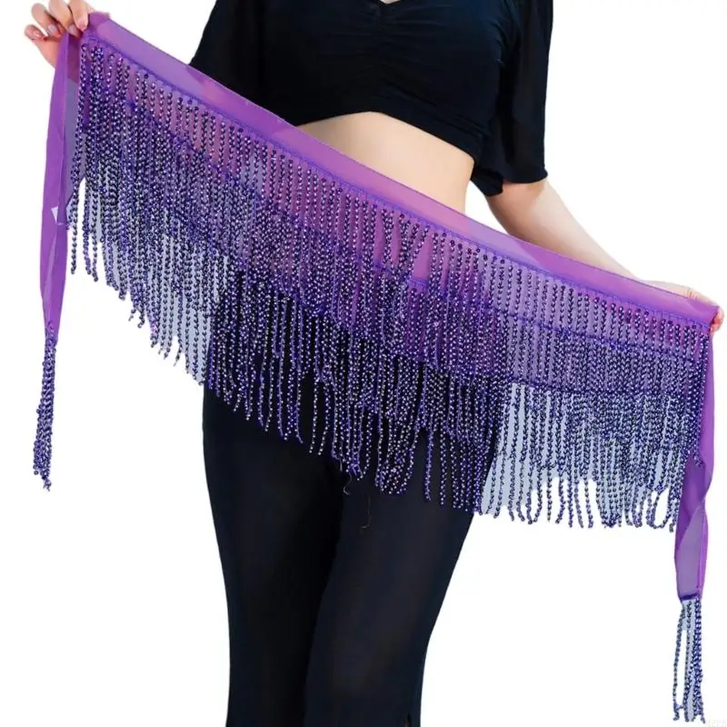 2025 elastyczne akcesorium taneczne brzucha lśniący cekinowy projekt Fringe dodaje dynamiczny ruch do kostiumów tanecznych