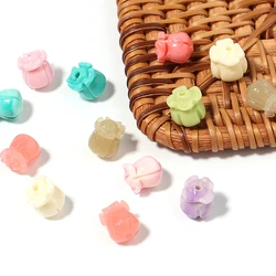 20pcs Imitation Coral Lily Of The Valley Bead 8x8mm Multicolor Flower Loose Beads for DIY Jewelry Making Necklace Bracelets