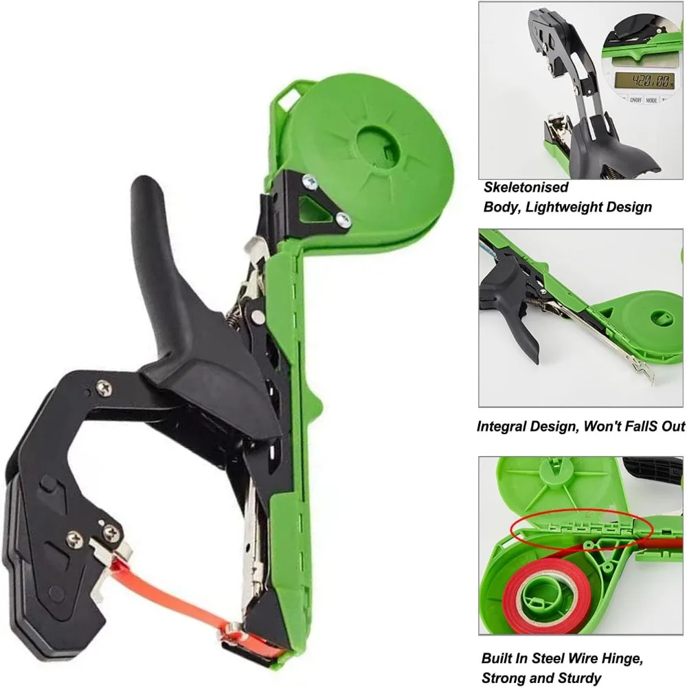 Professional Manganese Steel Blade Plant Tying Machine Green Fast Plant Tying Tool Staples Included Easy Tapener Tying Tool