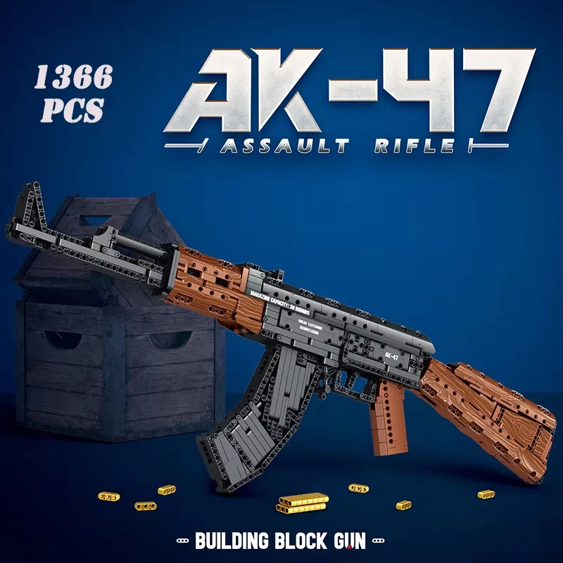 NEW 1238Pcs Military Weapon Assault Pistol AK47 Riffle Gun Building Blocks SWAT Army MOC Brick Toys For Kids Adults Boy Gift