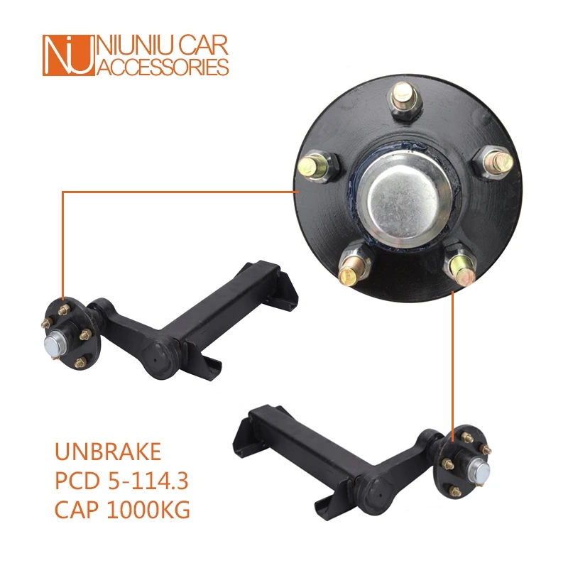 CAP 1000KG Unbrake PCD 5-114.3 Half Torsion Trailer Axle RV Parts Camper Accessories Caravan Components