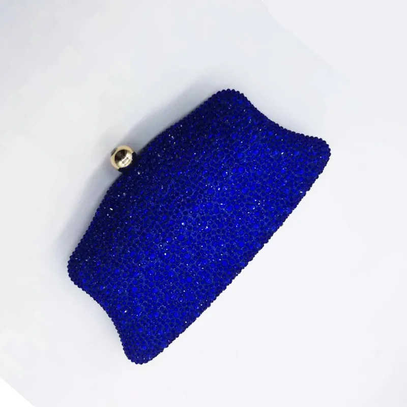 Clássico diamante sacos de noite festa formal vestido luxo azul real bolsa cristal boate blingbling embreagem bolsa prata ouro