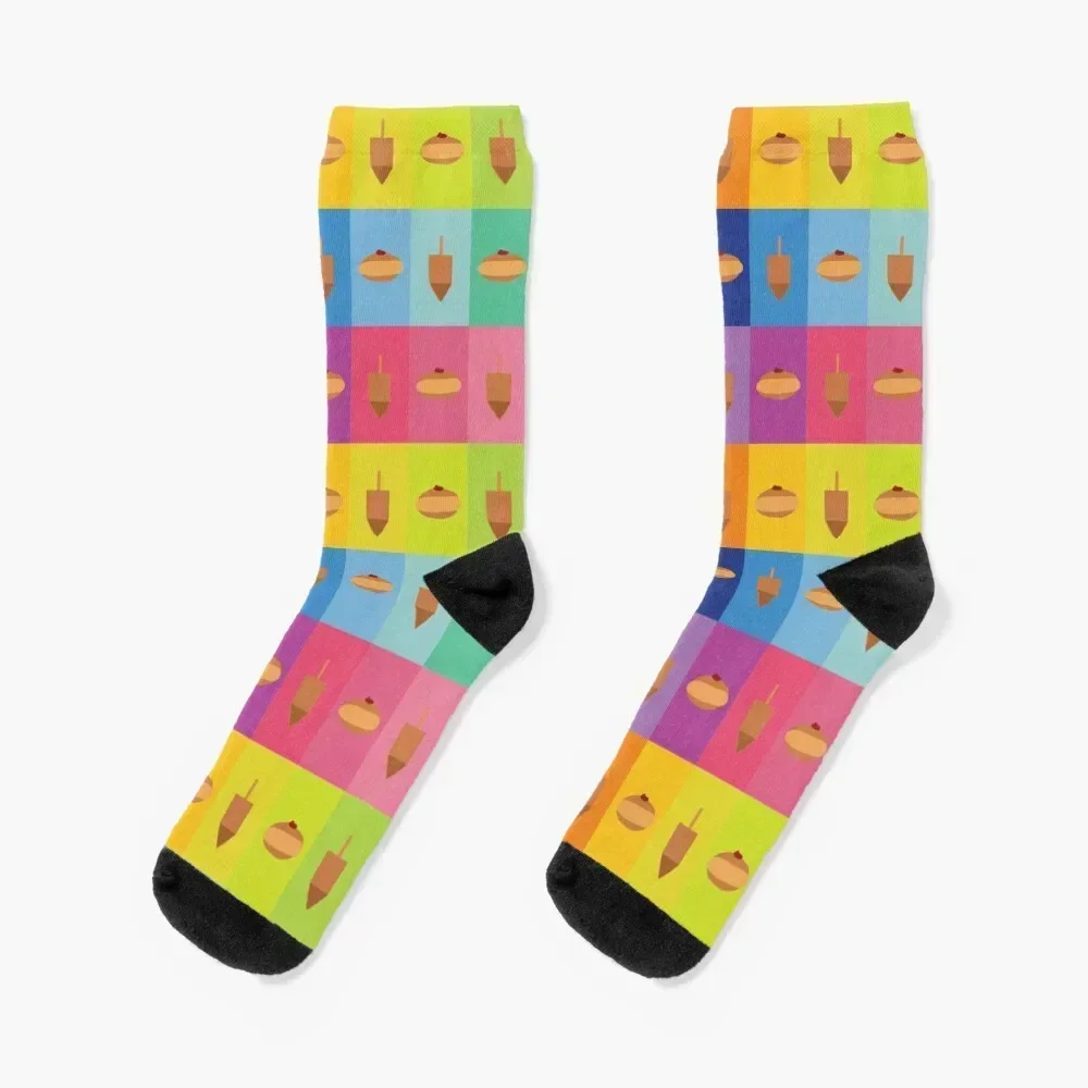 

D&D - Doughnuts and Dreidels Rainbow Grid Socks bright garter Wholesale aesthetic Sports Girl'S Socks Men's