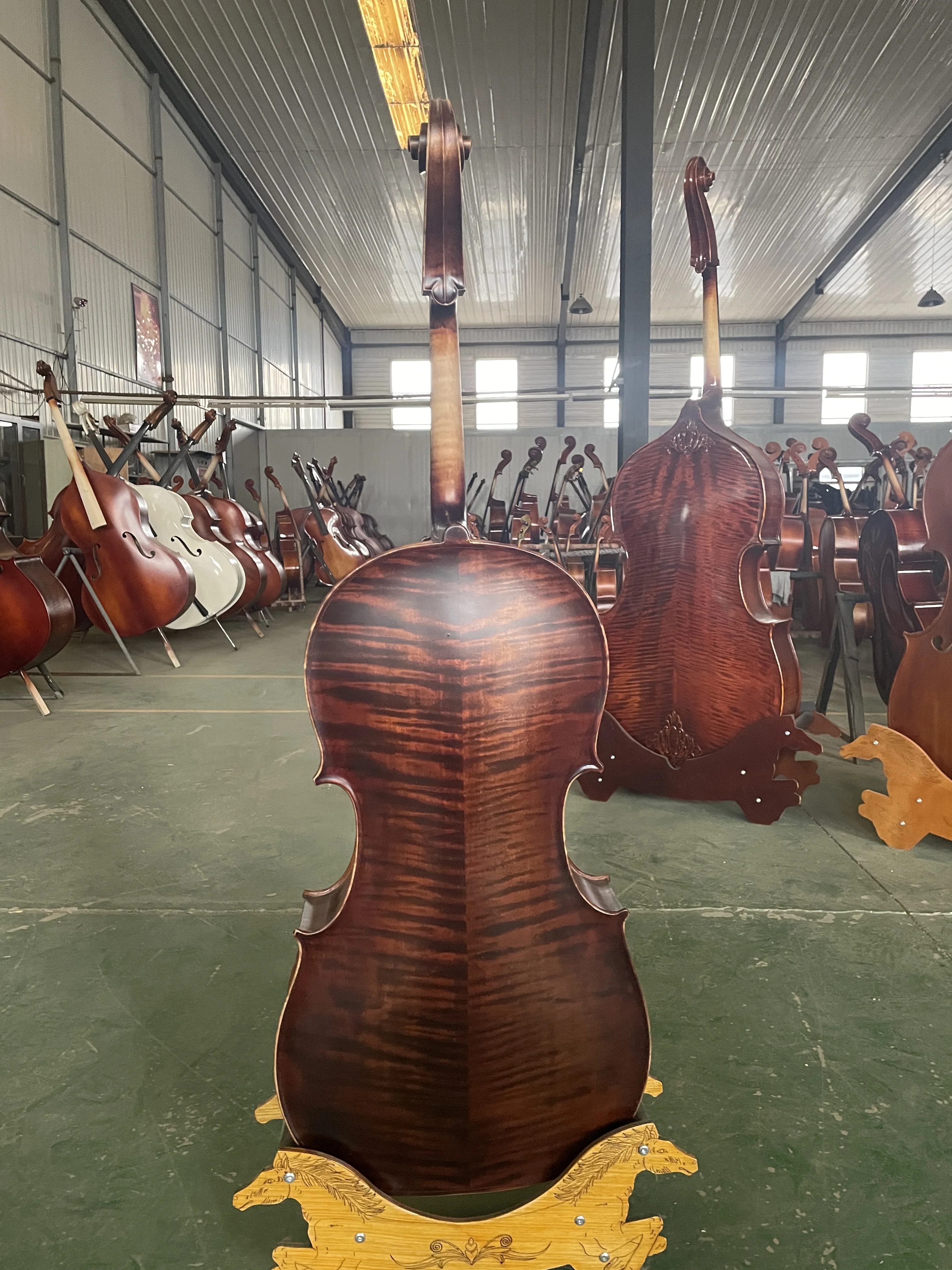 Full Solid Wood European Professional Cello, Spruce Maple Ebony, Full Tiger Pattern, Clear and Pleasant Sou