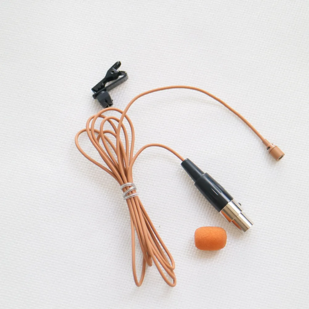 다크 브라운 탄 라발리에 클립 온 타이 마이크, 슈어 미니 4 핀 XLR TA4F 노래 노래방 무대 ULX SLX GLX AD4Q AD4D