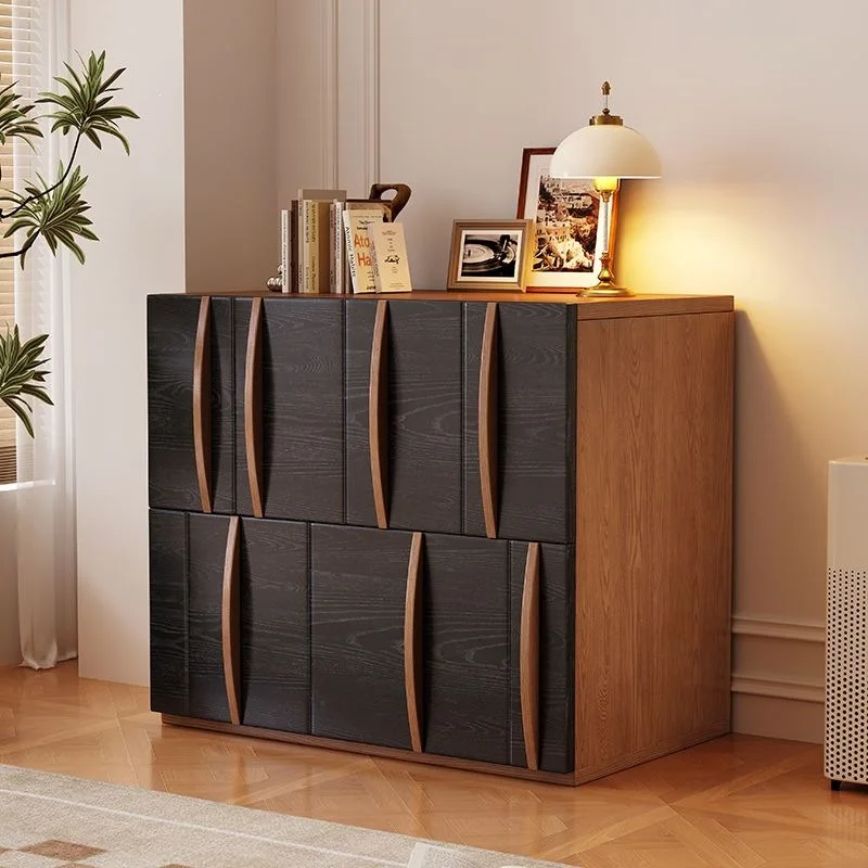 Medieval light luxury, living room storage cabinet, TV side cabinet, retro solid wood combination