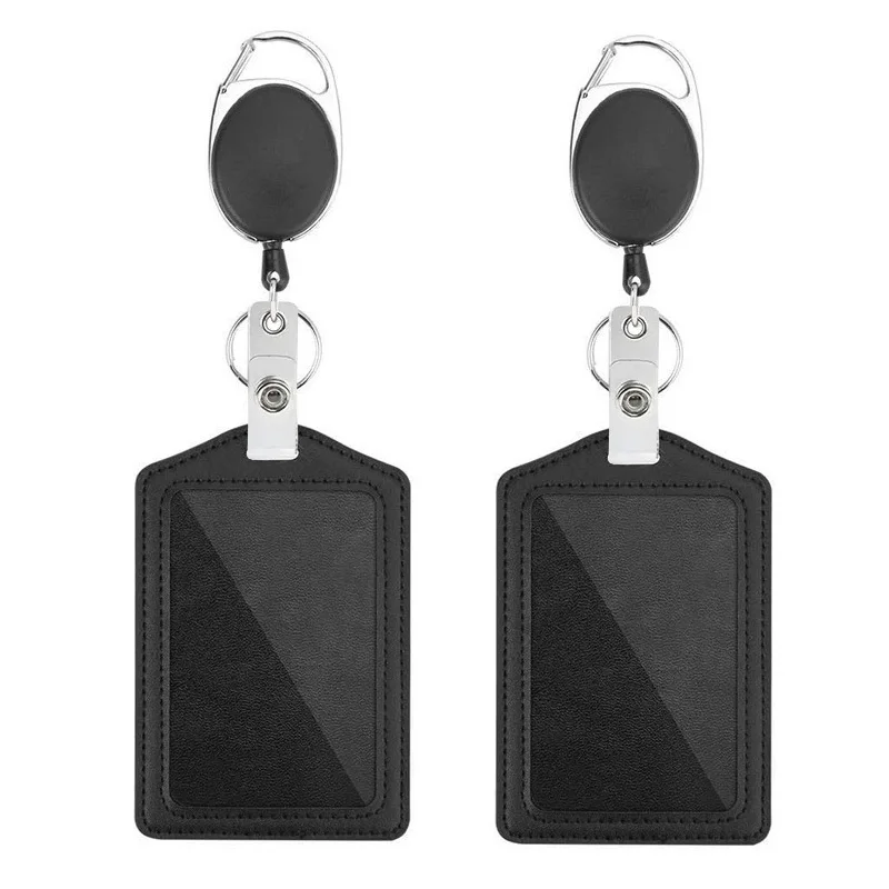 

Черная выдвижная катушка для бейджа из АБС-пластика, студенческая медсестра, держатель для бейджа, чехол, держатель для визитных карточек из искусственной кожи