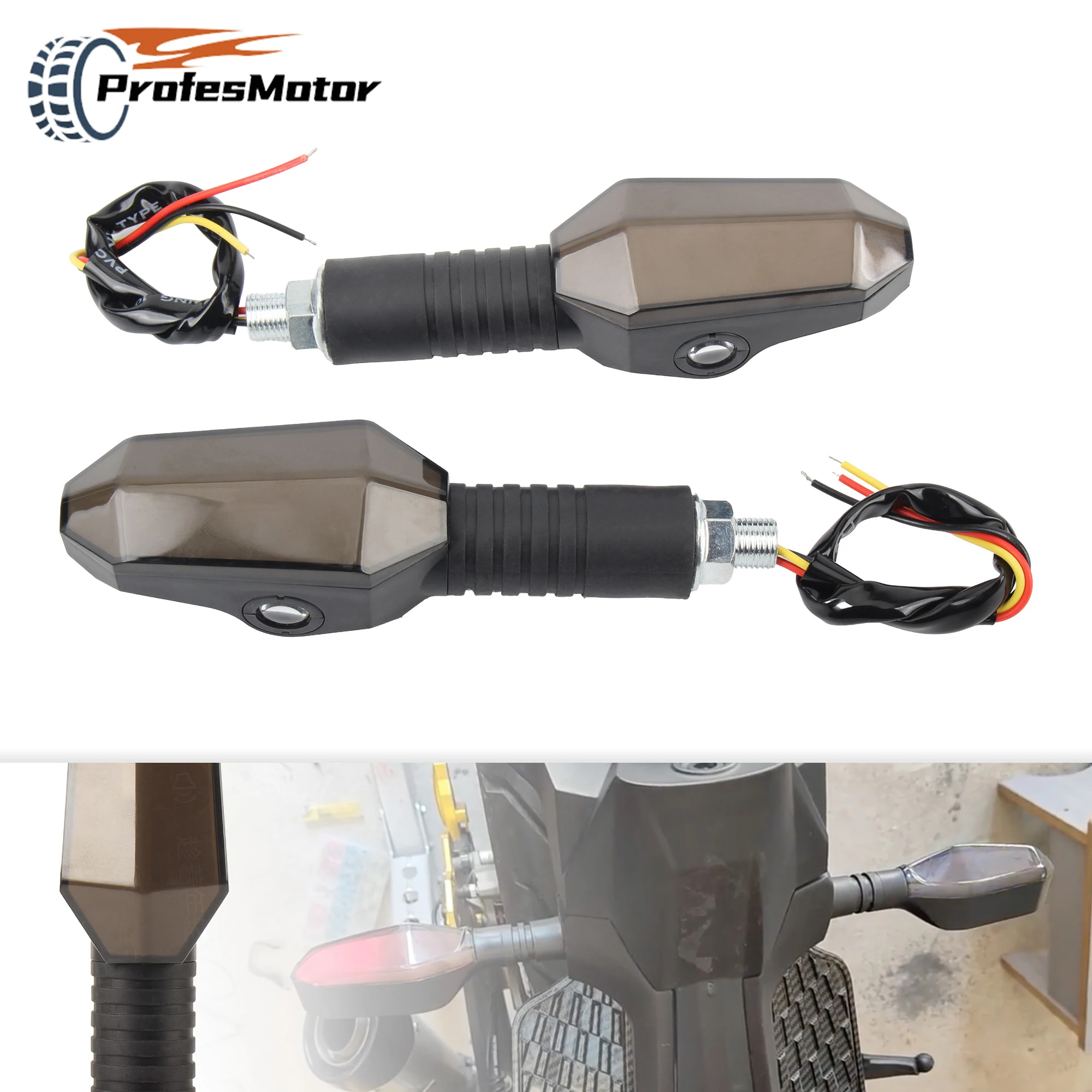 

2PCS Motorcycle LED Diamond Signal Lights Turn Signals Projection Lights for Yamaha Honda BMW Cafe Racer Supermoto Accessories