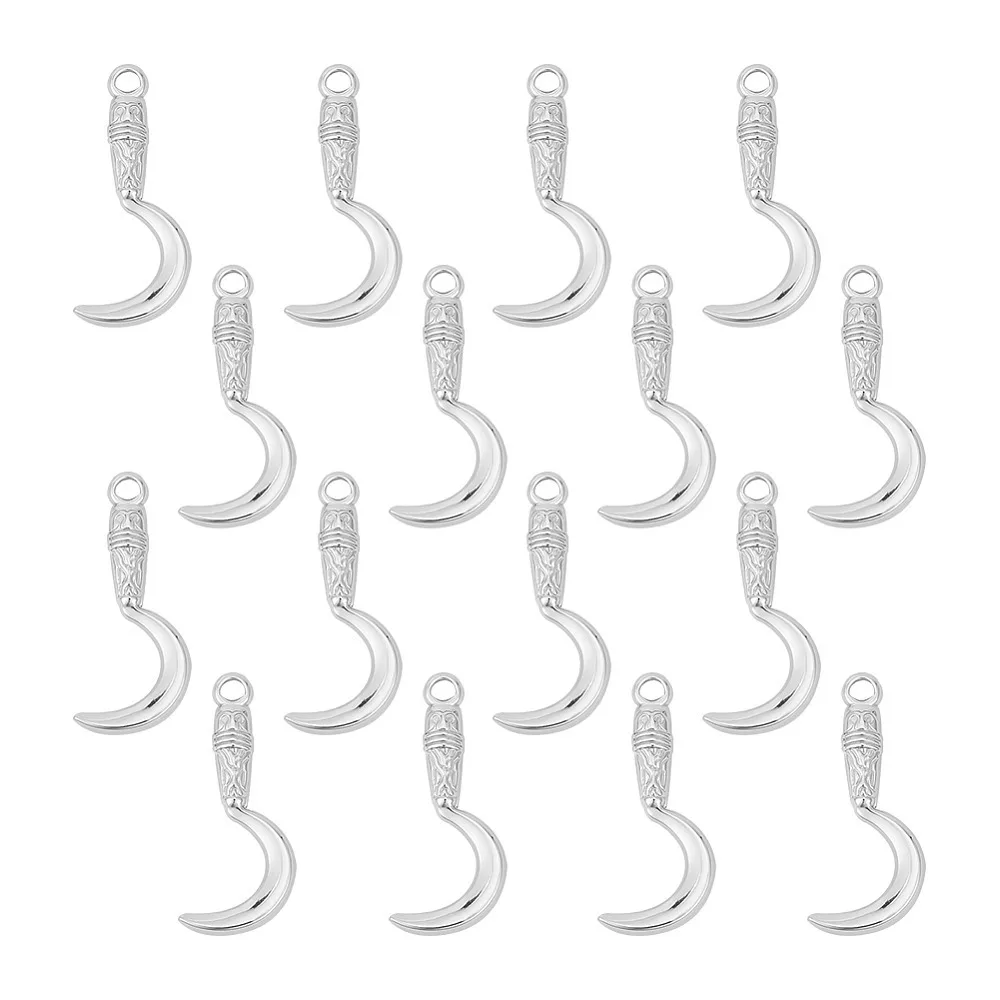 

1box 304 Stainless Steel Pendants Sickle Charm 28.5x12x2mm Hole: 2mm 16pcs/box